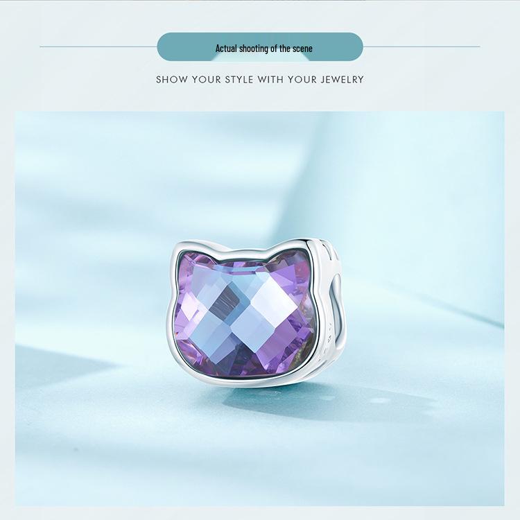 Silver Ziyun Colorful Cat S925 Silver Beads – Cute Pet DIY Bracelet Beads SCC2469