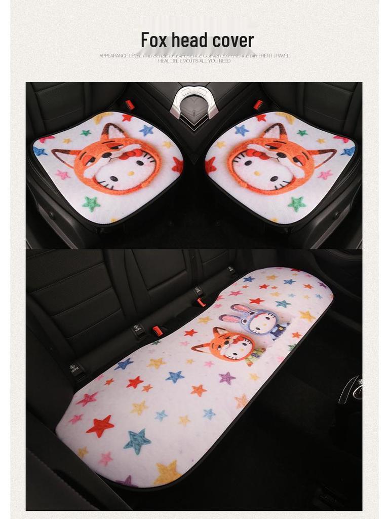 Cartoon Kitten Car Seat Cushion for All Seasons - Fits Volkswagen ID3, Lavida, Sagitar, Tiguan L, Tayron