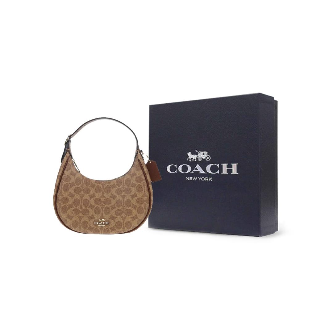 Coach Coated Canvas With Smooth Leather Crescent Bag Shoulder Bag Medium Women's Brown CDX17-IMXHE