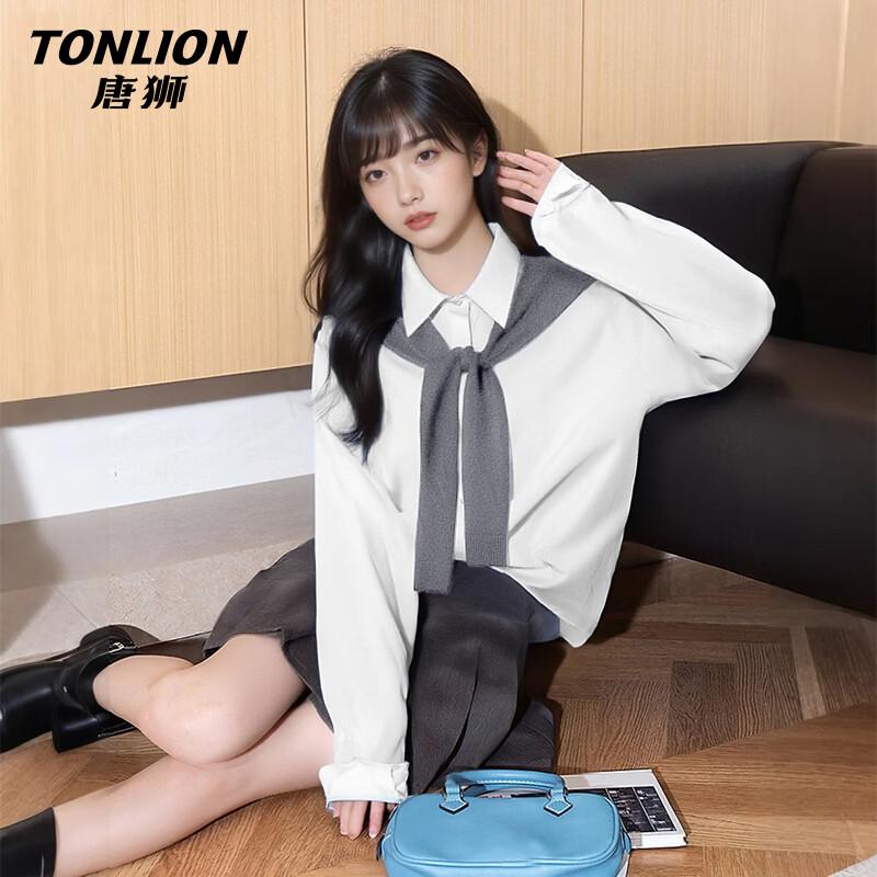 Женская хлопковая рубашка с длинным рукавом и цветовыми блоками TonLion M