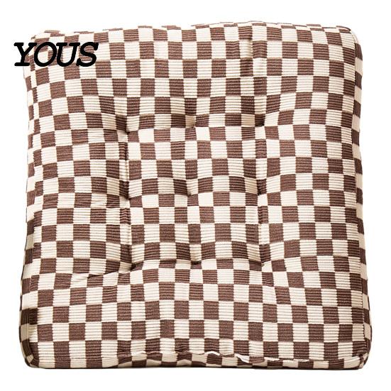 Comfortable Desk Chair Support Corduroy Square Pad, Checkerboard Office Cushion, Soft Cozy Seat Cushion for Floor, Reading Nook, Dining