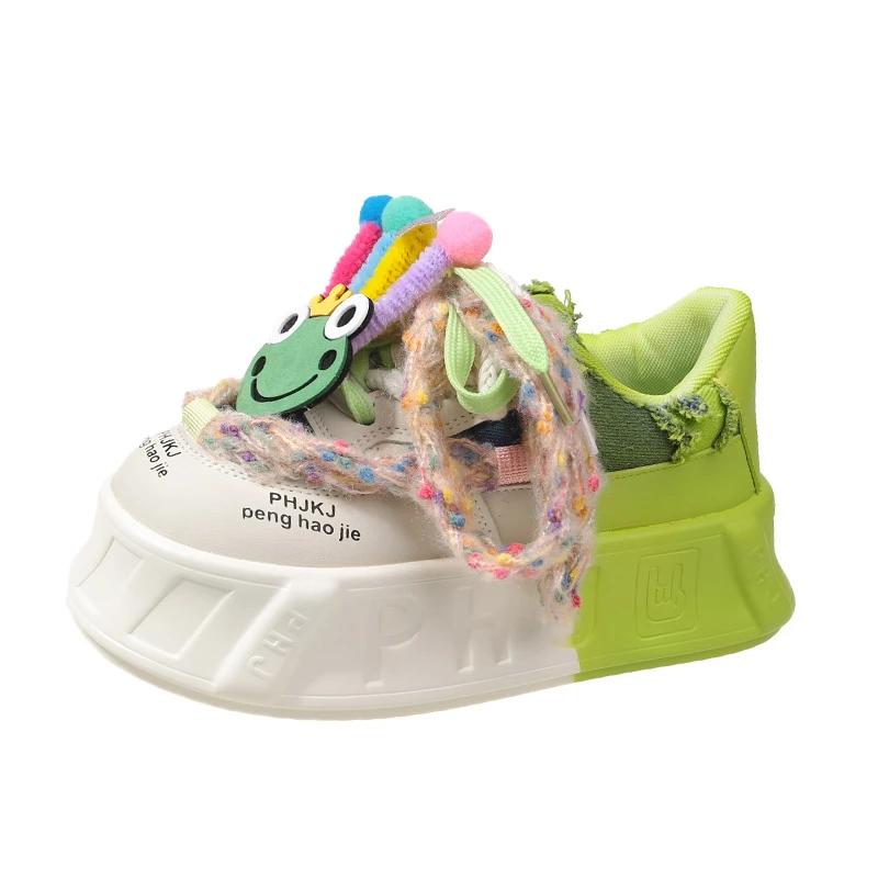 Fashion Kawaii Ladies Shoes On Sale New Fashion Round Toe Lace Up Women's Vulcanized Shoes Spring Flat Outdoor Breathable Women Sneakers