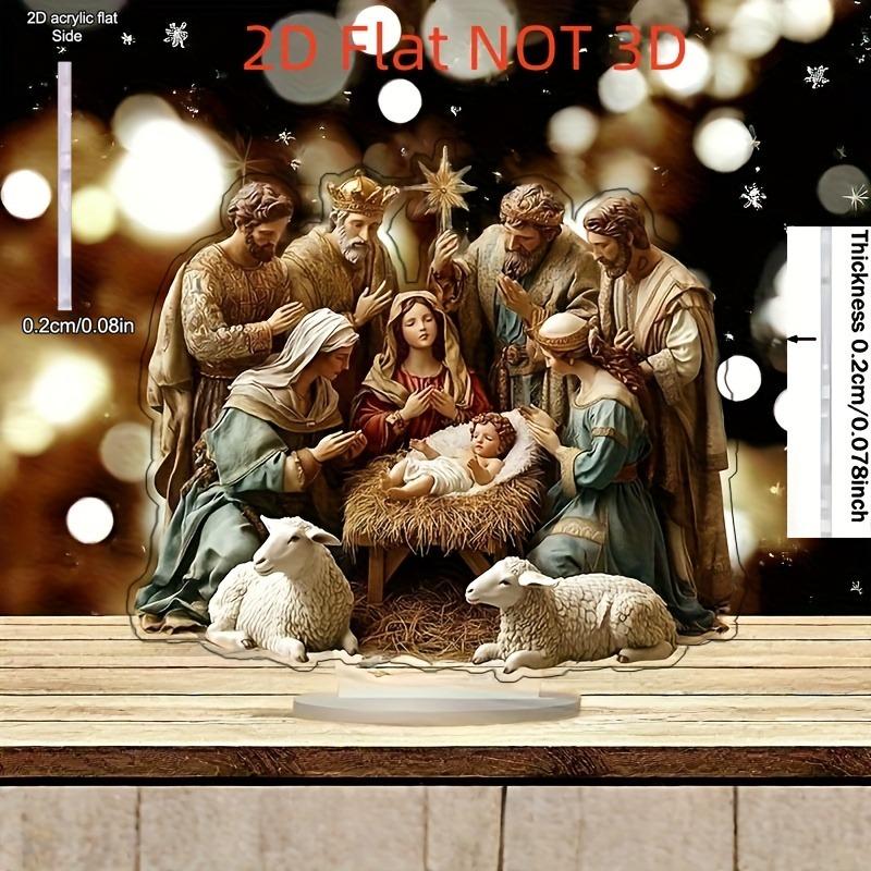 2D Flat "Nativity Sceney" Acrlic Tabletop Decoration, Suitable for wall decoration, porch, room, villa, accents Home, Hallway, or Workplace - Rustic F