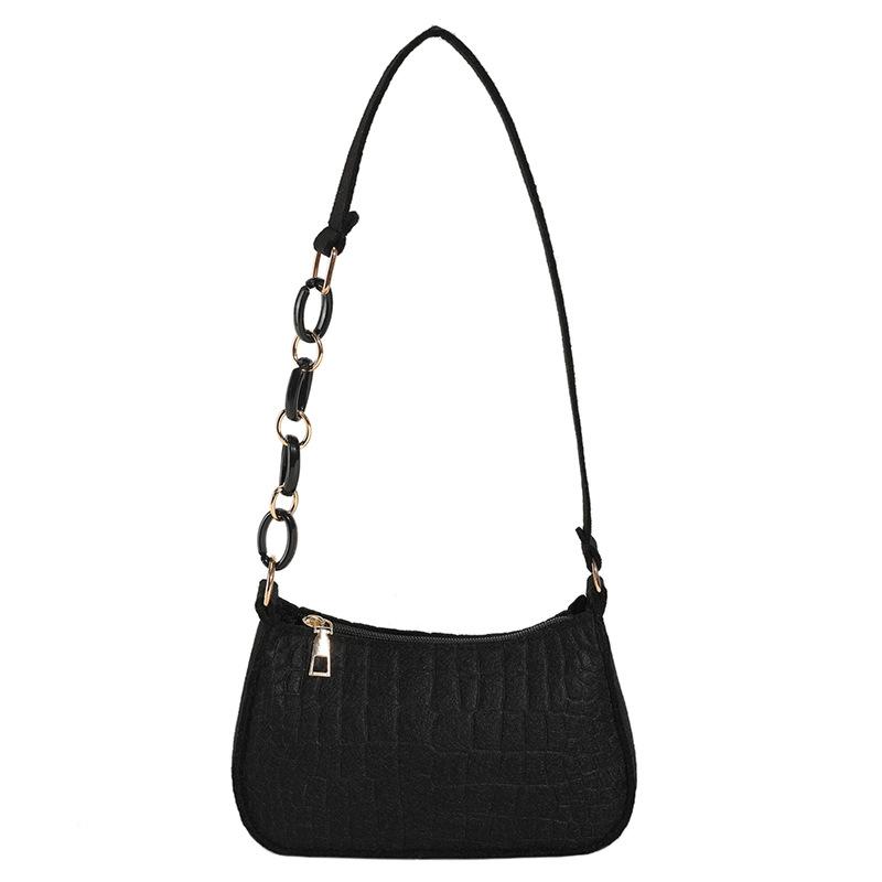 

2024 корейская версия модная легкая сумка через плечо с крокодиловым узором фетровая квадратная сумка женская новая универсальная сумка на цепочке чёрный