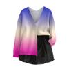 Women's V Neck Top Printing Thickened Plush Cashmere Warm Long Top