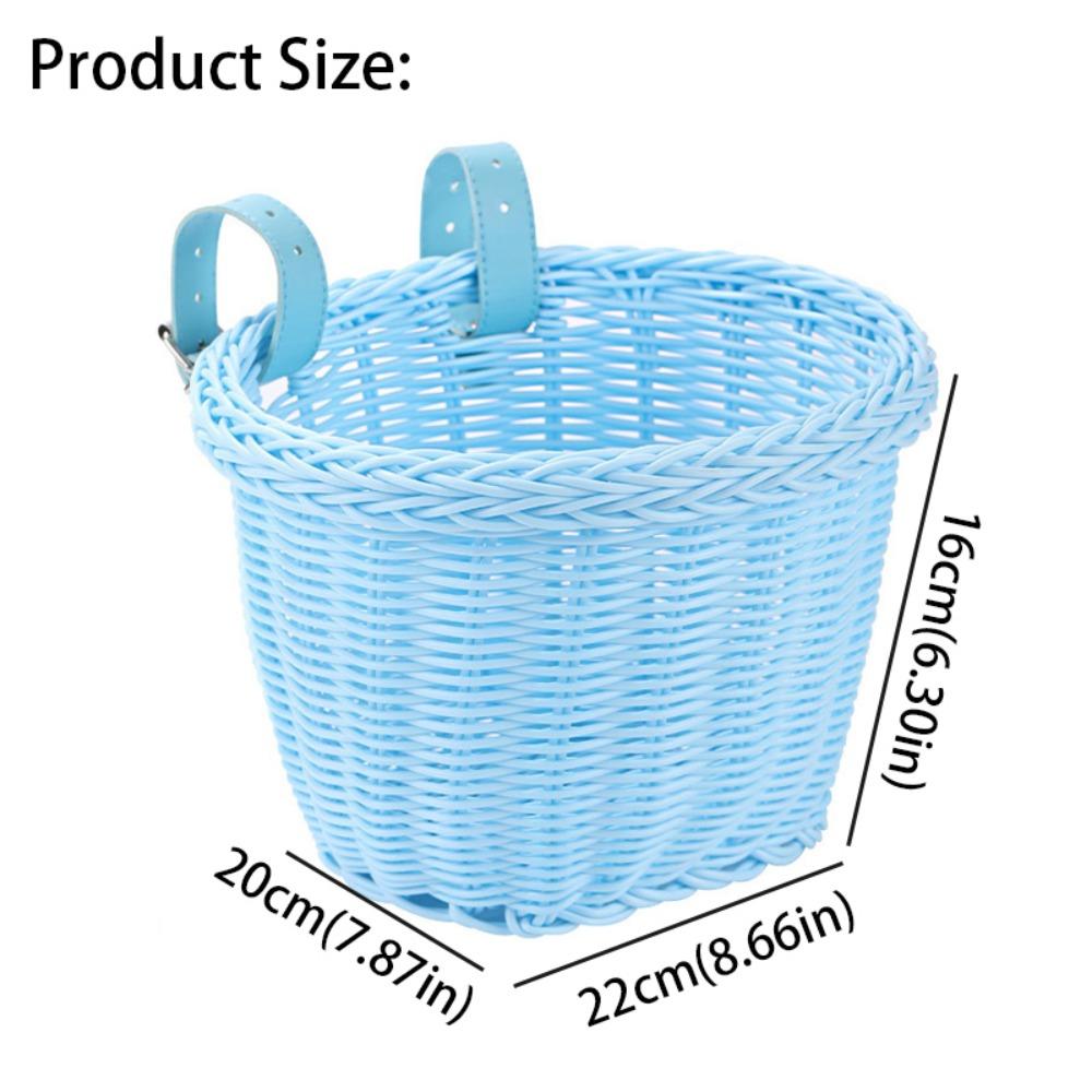 Adjustable Leather Straps Front Handlebar Basket Handwoven Cycling Handlebar Basket  Girls Bike