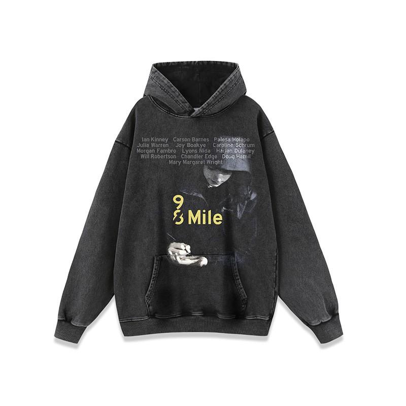 Mens Oversized Streetwear Hoodie With Direct Print Graphic Cotton Sweatshirt Loose Fit Washed Effect 420g
