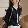 Real spring and autumn new round neck knitted sweater women's clothing fungus edge top