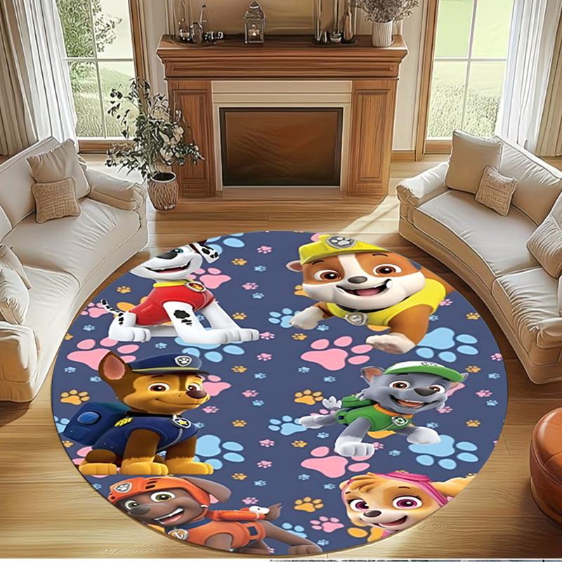 Jungle Pups Print Round Rug, Washable Floor Carpet, For Entryway Dorm Laundry Room Office Study, Home Decor Birthday Christmas Gift