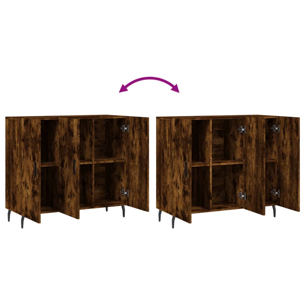 Sideboard Smoked Oak 90x34x80 cm Wood Based Material