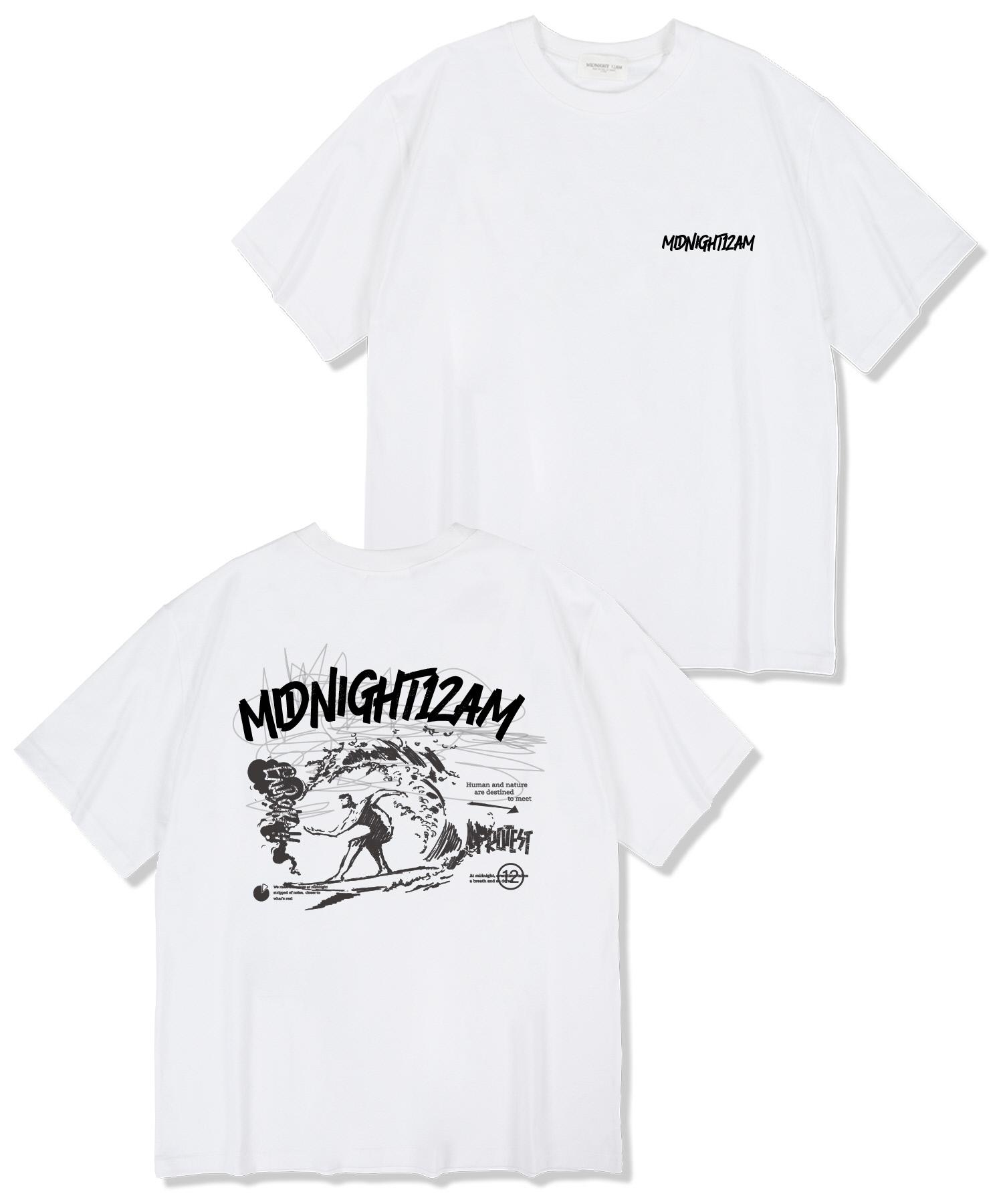Midnight 12 Am Midnight Surfer Oversized Short Sleeve T-Shirt White L