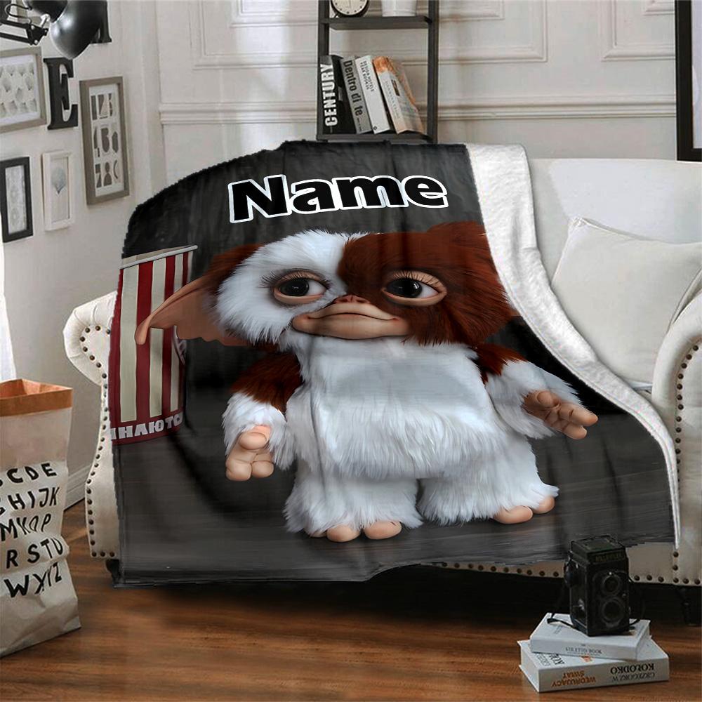 Customizable Gremlin1 Throw Blanket – Personalized Name, All-Season Cozy Snug Blanket, Machine Washable, Personalized Blanket
