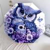 Flower Owl  pattern, automatic folding umbrella, portable and foldable design, 8 ribs, a Christmas or birthday gift.