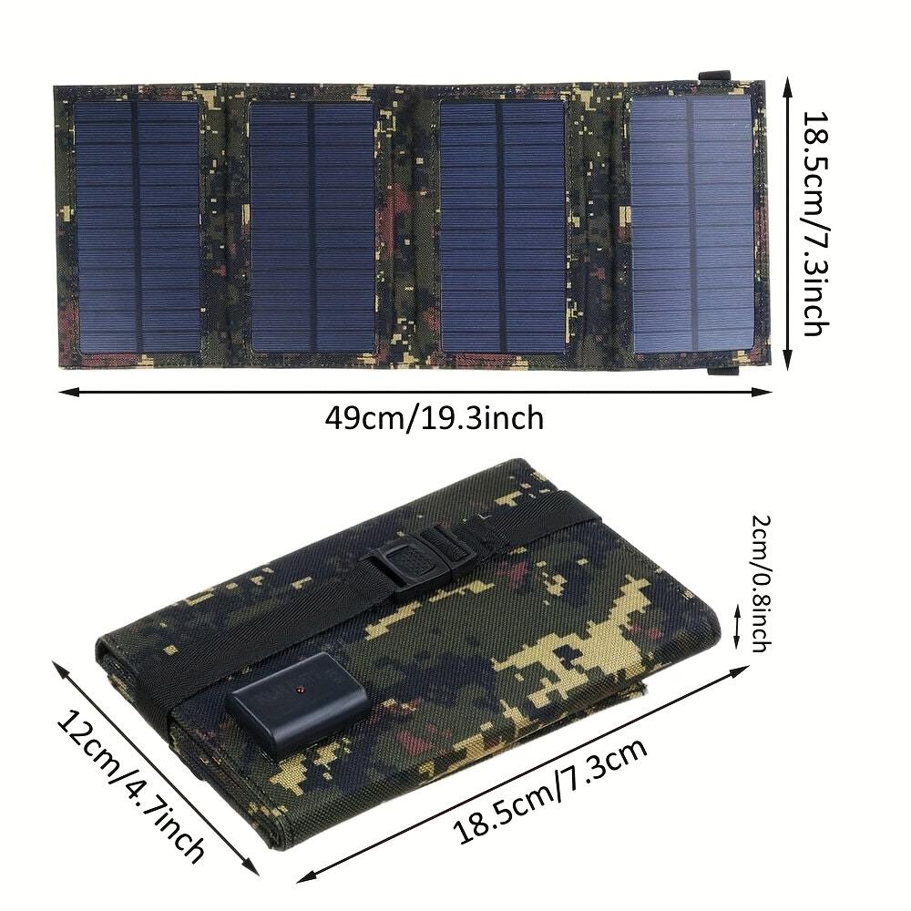 With USB Portable Foldable Solar Panel with Connection Port Very Suitable for Outdoor Travel, Hiking, and Camping To Charge Phones, Tablets, Fans,
