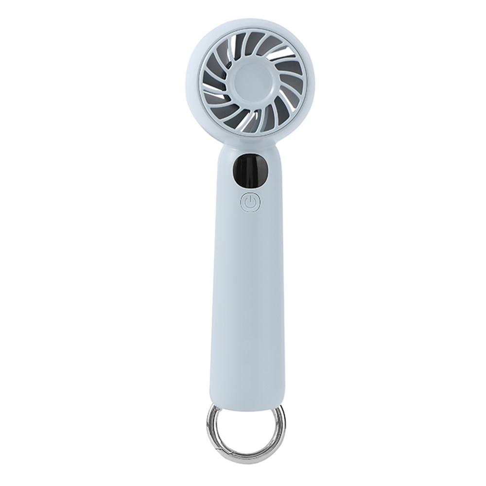

L08 5 Speeds Adjustable Mini Handheld Fan USB Rechargeable Digital Display Portable Desk Fan with Hook Baby Blue