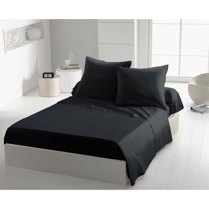 Lot de 2 taies d'oreiller - HOME LINGE PASSION - Microfibre 82 g - 63 x 63 cm - Noir