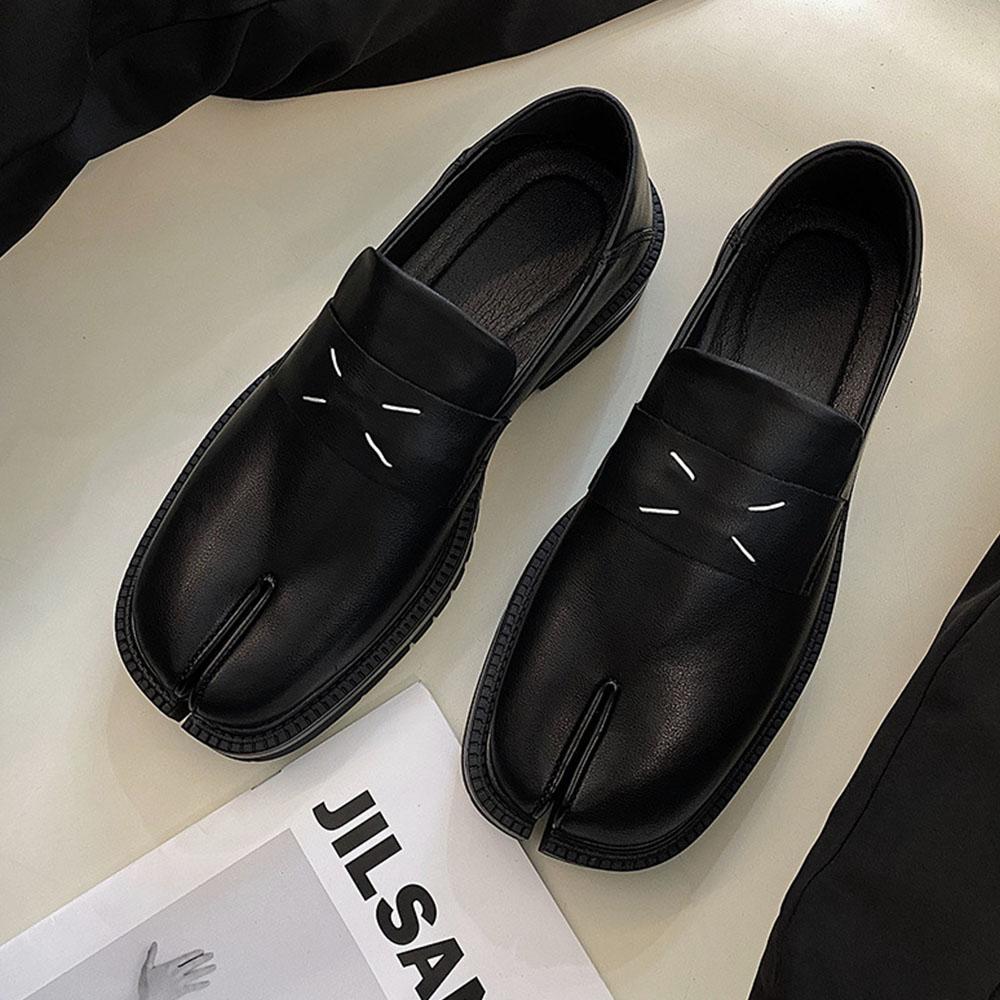 Nadměrná velikost 46 Dámské boty Tabi Módní Pánské mokasíny s rozdělenou špičkou Boty Unisex Silná podrážka Ležérní Kožené boty Obuv