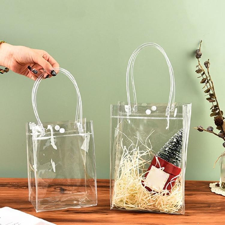 Clear PVC Gift Bag with Handle Reusabled Transparnt Gift Wrap/Shopping Bag