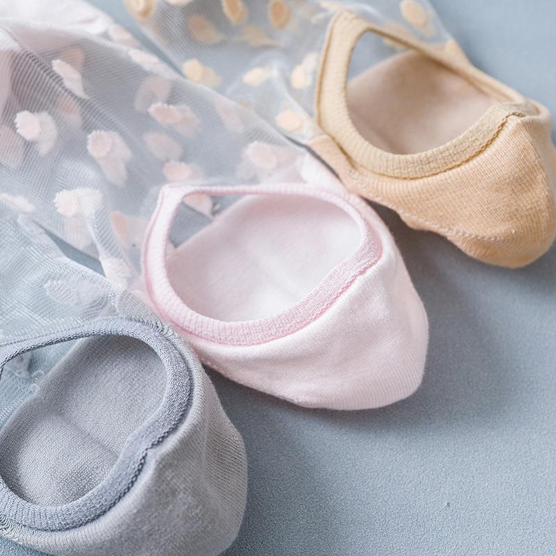 Summer Thin Transparent Glass Crystal Socks, Light and Shallow Low-top Mesh Fabric Hollow Women's Boat Socks