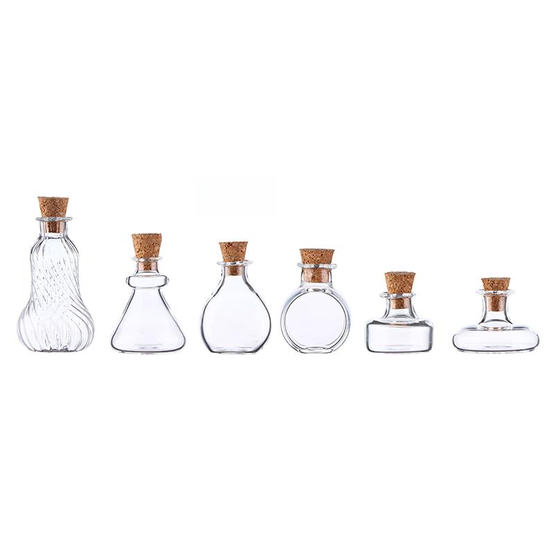 1:12 Dollhouse Mini Wish Bottle Glass Storage Bottle W/Cork Candy Jar Home Decor