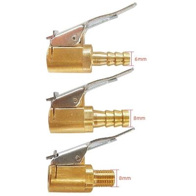 6mm/8mm Car Inflation Quick Coupler Tire Air Chuck Inflator Pump Valve Connector Clip-on Adapter Car Brass