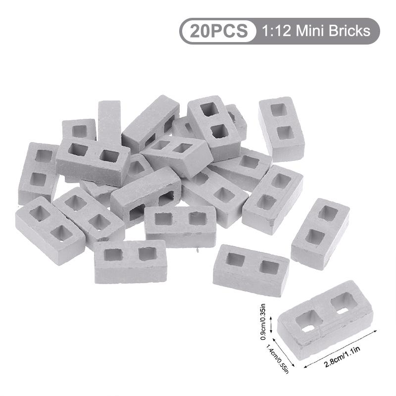 20/50Pcs Miniature Cinder Blocks Model 1/12 Dollhouse Micro Landscape Mini Concrete Bricks Toy Micro Scene Construction Props