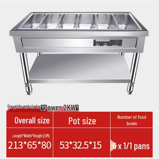 Commercial Electric Food Warmer: Stainless Steel Soup Pot and Serving Counter