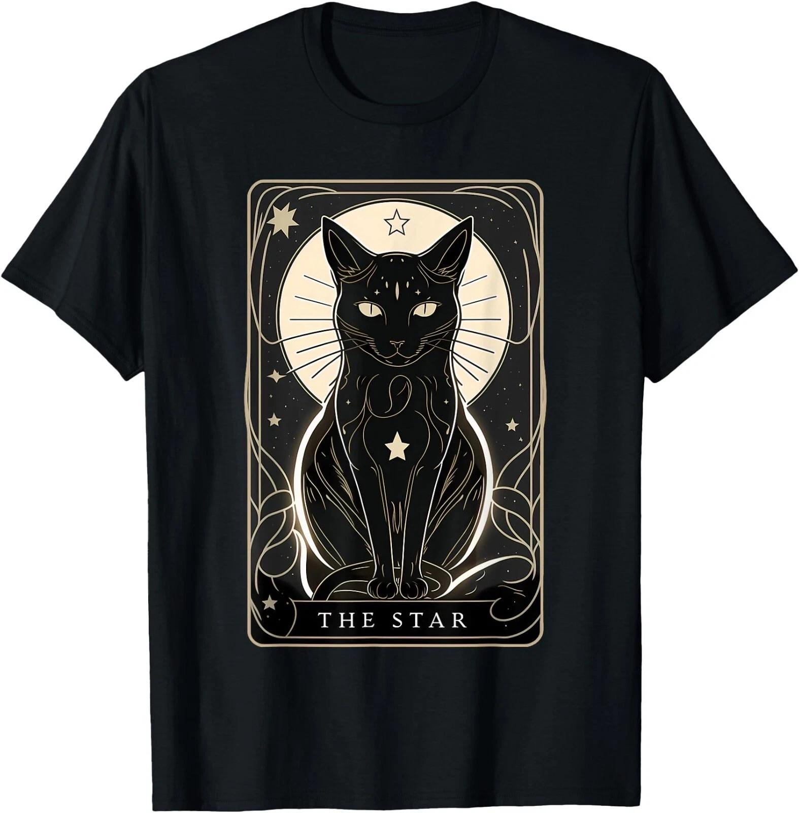Star Cat Tarot Card Graphic T-Shirt – Perfect Unisex Tee for Tarot Cat Lovers S