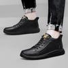Britischer Stil Dickbesohlte Herren High Top Baumwollschuhe Winter Samt Herren Echtleder Freizeitschuhe Outdoor Oxford Schuhe