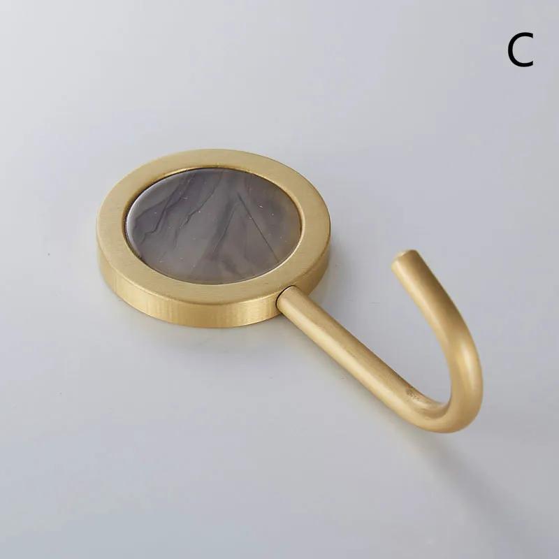 1PCS Brass Free Perforated Gold Hook Nordic Metal Drawing Strong Load-bearing Glue Hook Wall Creative Coat Hook