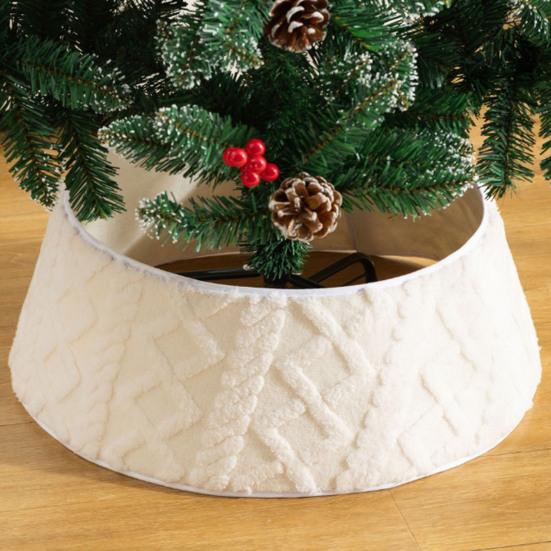 Christmas Tree Skirt Easy Installation Bohemian Design Plush 3D Holiday Season Tree Base Cover Festival Home Decor