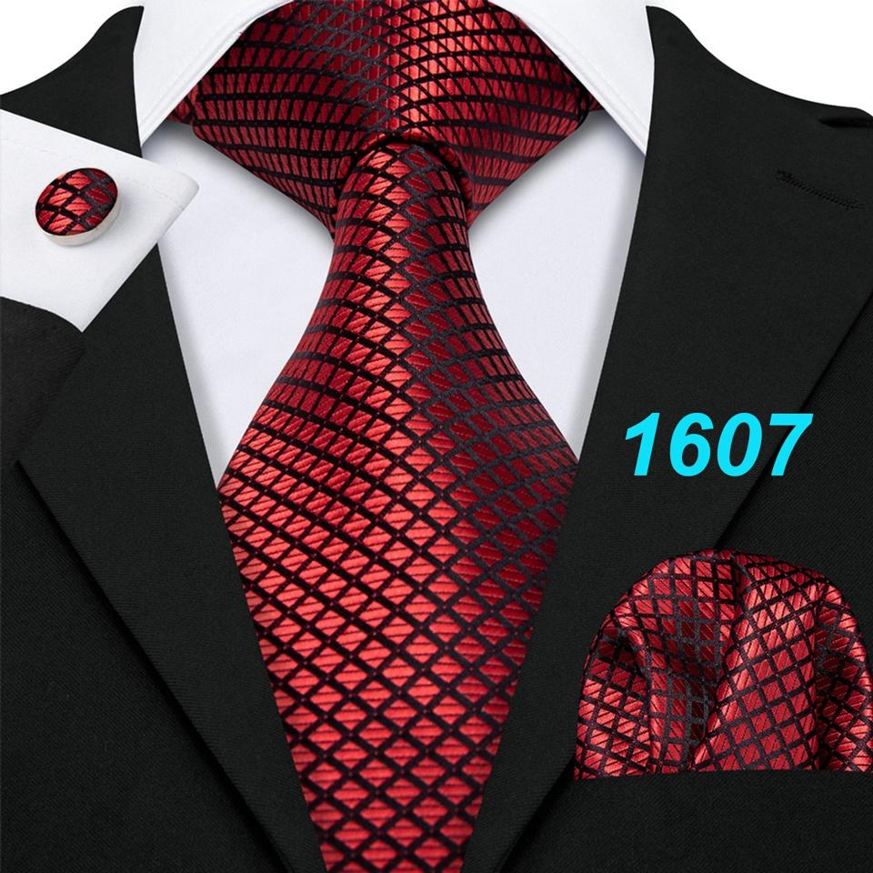 Men's Red Burgundy Neck Tie Handkerchief Cufflinks Boutonniere Tie Clip with Gift Box for Wedding Party Dating