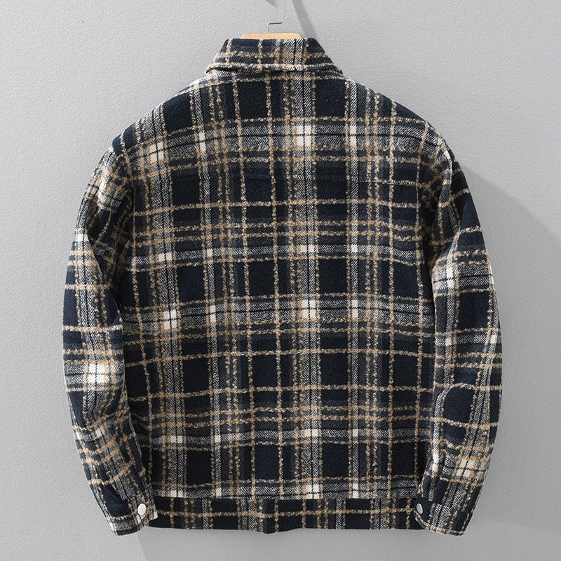 New American-Style Casual Plaid Lapel Jacket for Men and Women, Trendy Brand, Autumn Loose-Fitting Versatile Shirt Coat