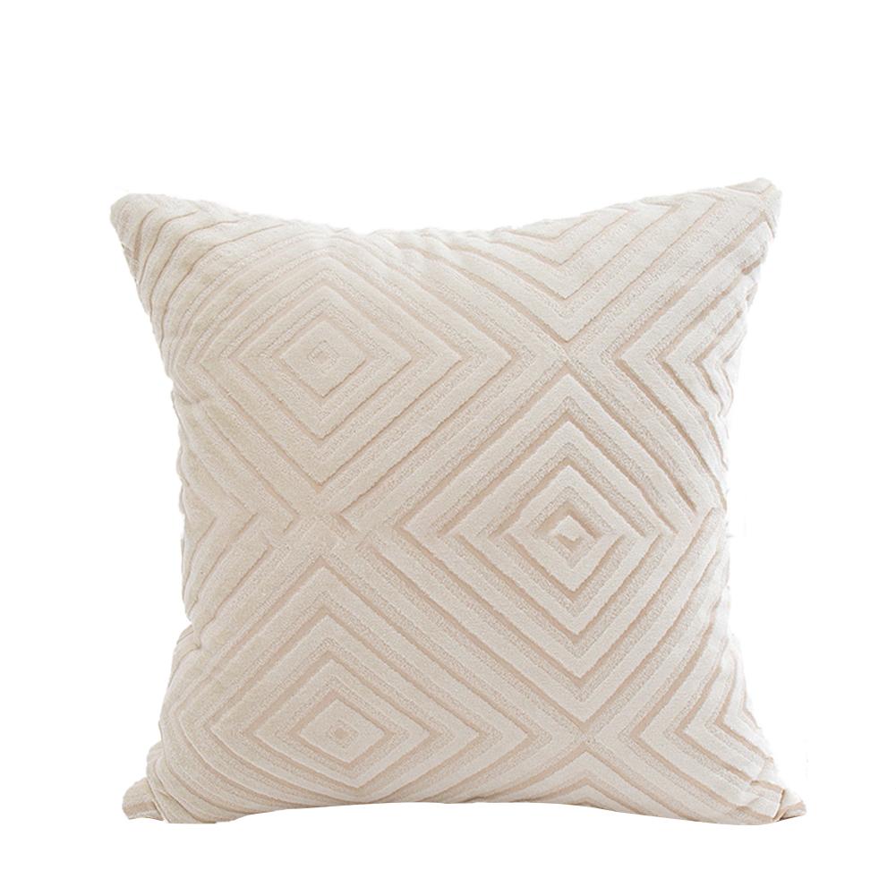 Flocking Geometric Strips Pattern Throw Pillow Cover without Filling Home Decoration