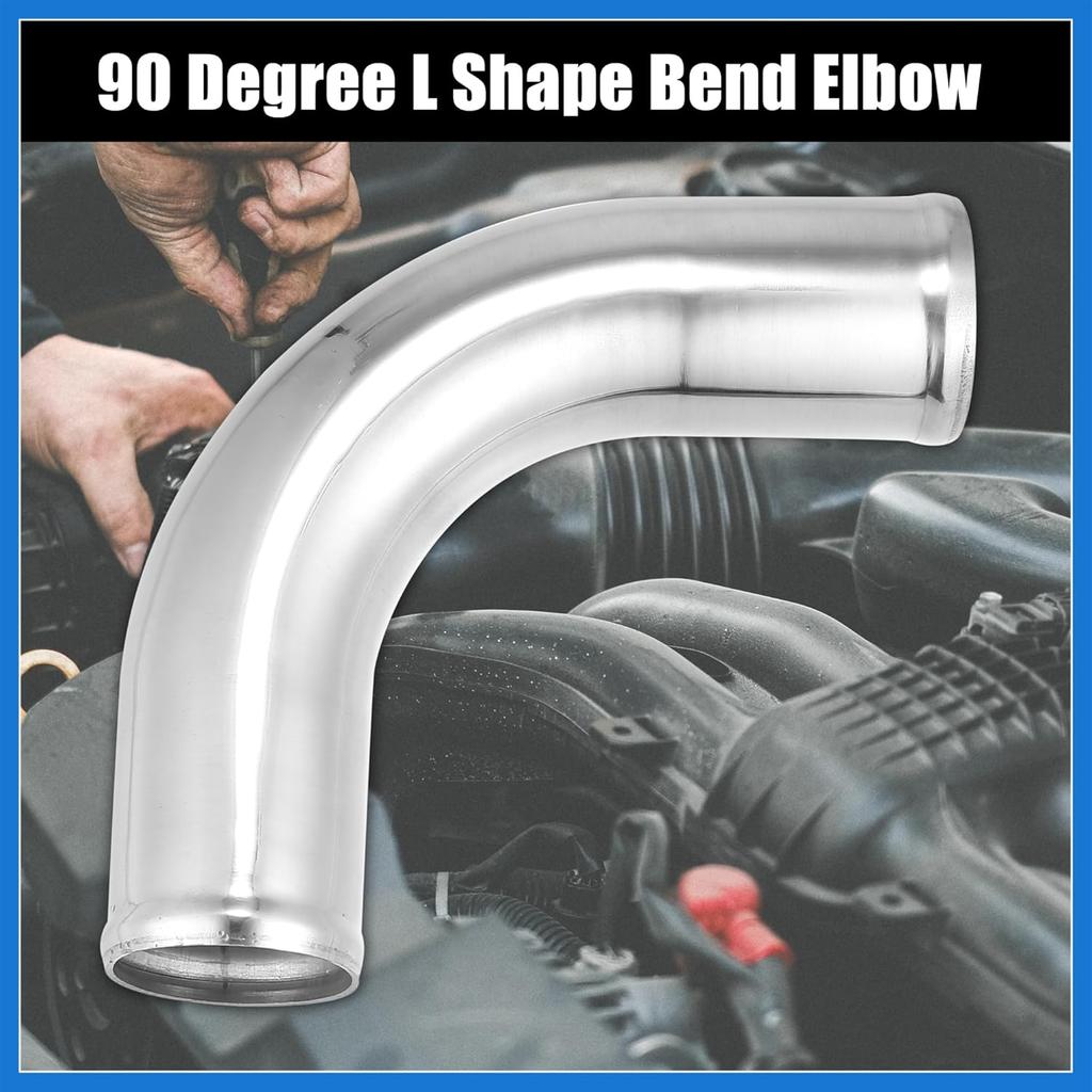 OD 2.5" 63mm Leg Length 4" 100mm Aluminum Alloy Tube Intercooler Pipe 90 Degree Bend Elbow Air Intake Tube Silver Tone for Car Auto Accessories