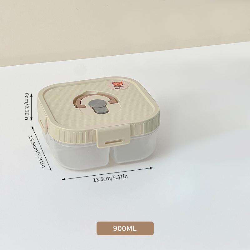 2/3 Compartment Fruit Food Container Kids Students Reusable Square Plastic Bento Lunch Box Microwave Heatable For School Picnic
