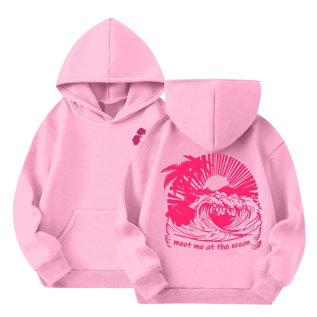 Women's Hooded Gradient Printed Long Sleeved Sweatshirt Loose Women's Sweatshirt  Sweatshirt