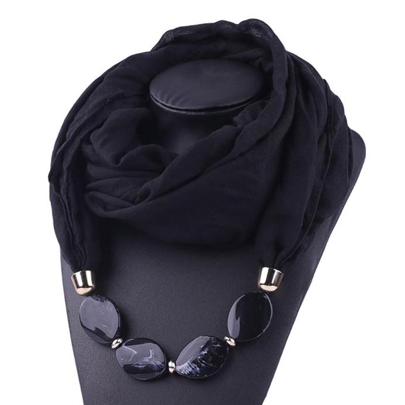 Solid Color Jewelry Statement Necklace Pendant Scarf Women Bohemia Neckerchief Foulard Femme Accessories Hijab