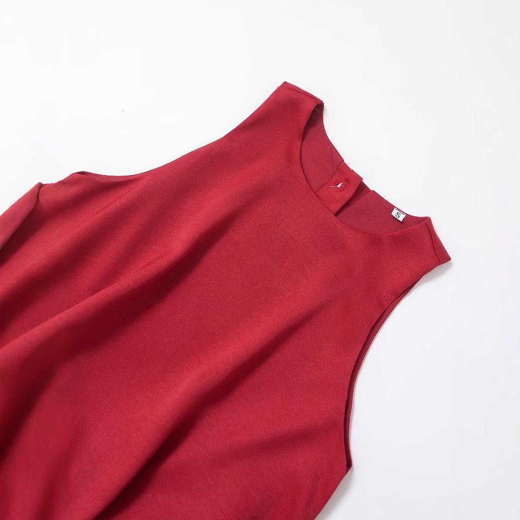 2025 Spring Women's European & American Style Sleeveless Balloon Silhouette Top