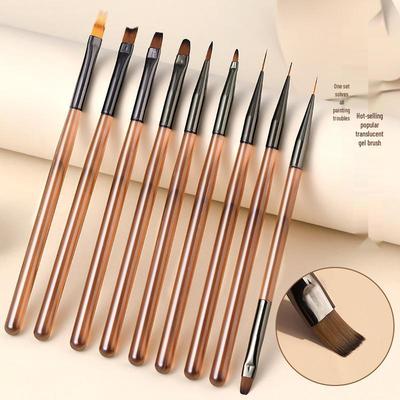 Nail Art Brush & Painting Gel Set with French Round Head & Long-lasting Base Coat