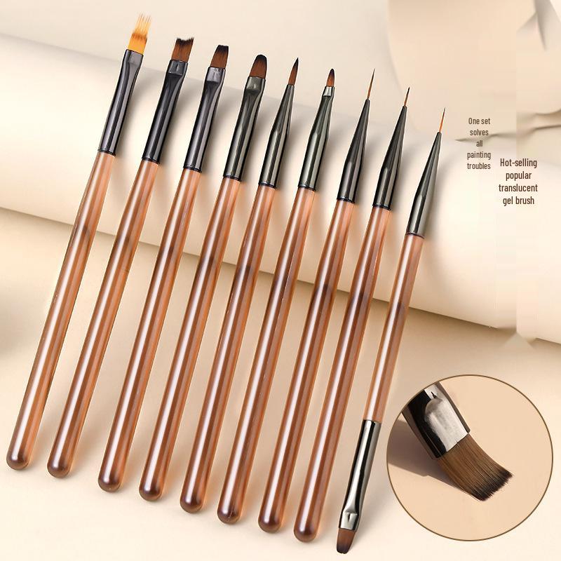 Nail Art Brush & Painting Gel Set with French Round Head & Long-lasting Base Coat