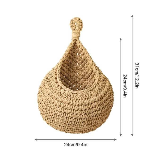 1pcs Handwoven Hanging Basket Wall Vegetable Fruit Organizer Container Decor for Kitchen Garden Mount Wall Plant Flower Onion