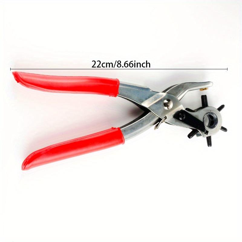 Rotary Punch Pliers Set 1 Oval Hole + 2 Flat Holes + 3 Round Holes for Leashes, Harnesses, Straps, Dog Collars, Saddles, Shoes, Fabrics and Others