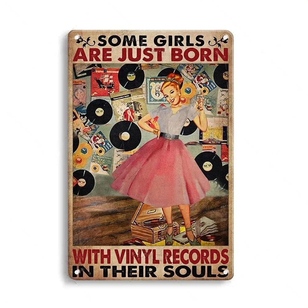 Vintage Rusty Vinyl Records Metal Aluminum Sign Retro Decorative Plate Classic Music Sign Home Studio Bar Man Cave Wall Decor