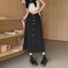 2024 Summer Black High-Waist Denim A-Line Skirt for Women - Available In Large & Small Sizes