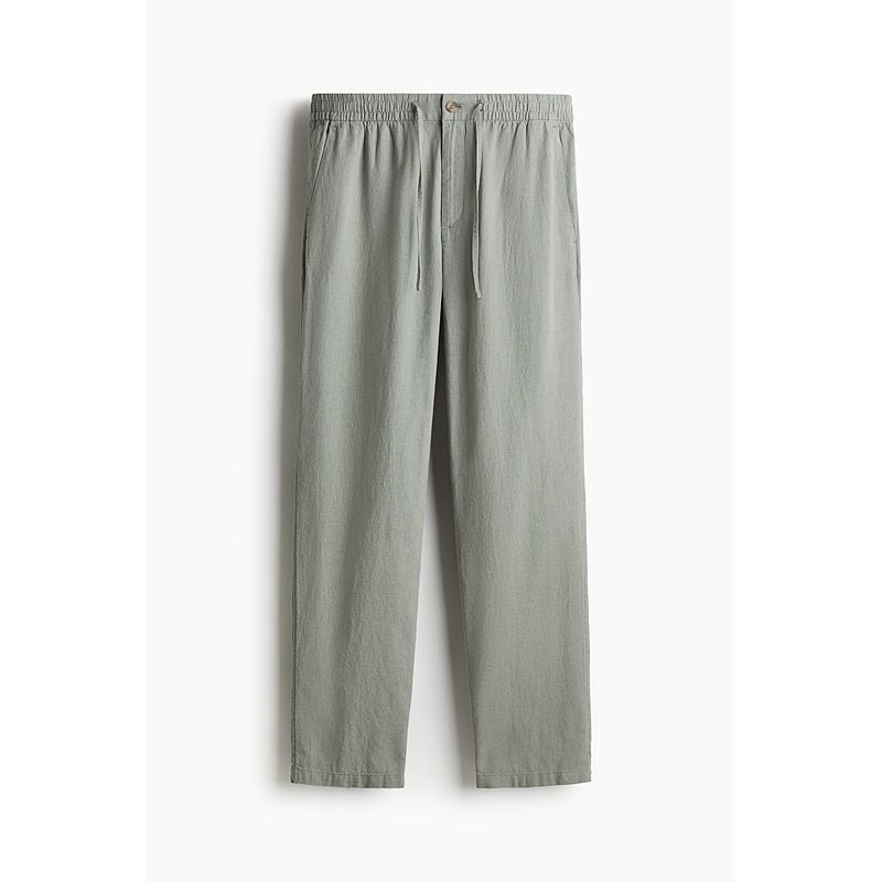 

HM Мужские повседневные брюки 2025 Лето Новые Повседневные Свободные Прямые Спортивные Брюки из Смеси Льна 1253401 Sage Green 175/96