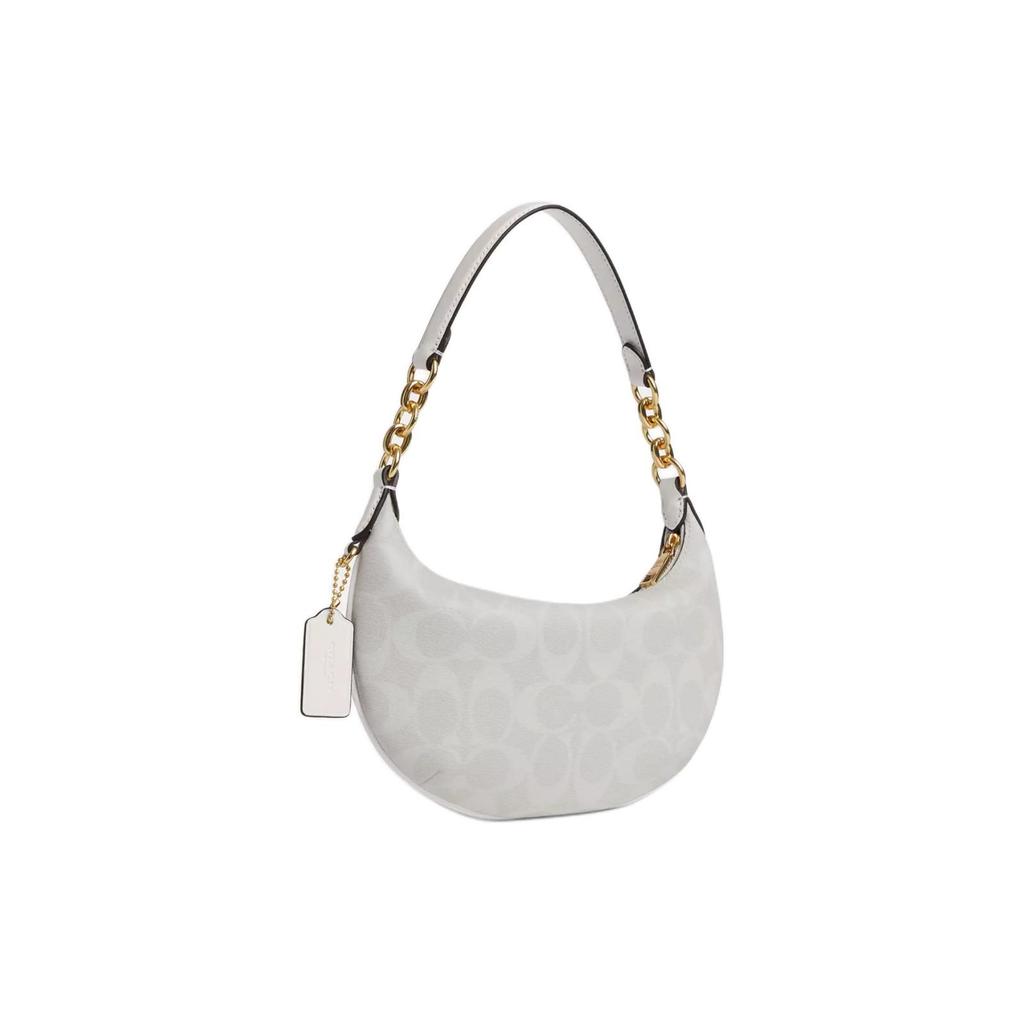 Coach Payton 21 Klassische Monogramm Reißverschluss Beschichtetes Canvas und Leder Umhängetasche Damen Handtaschen Gold Weiß CM273-IMRFF