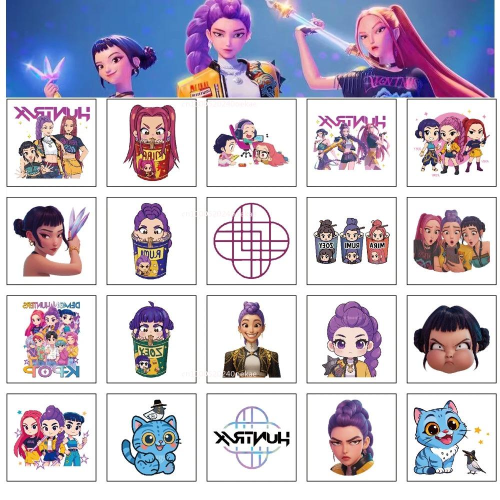 20 Stück Cartoon Kpop Dämonenjäger Rumi Kang Temporäre Tattoo Aufkleber Set Rumi Tattoo Party Geschenke für Fans