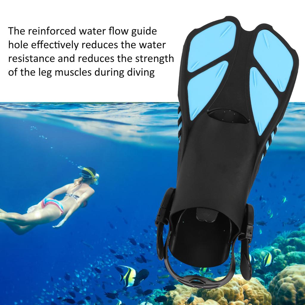 1 Pair Adjustable Diving Fins Soft TPR Open Heel Long Swimming Flippers for SnorkelingMD