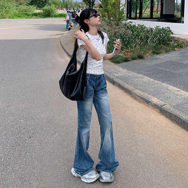 American Retro Spicy Girl Low-Rise Flare Jeans: Women s Summer Extended-Length Pants Small